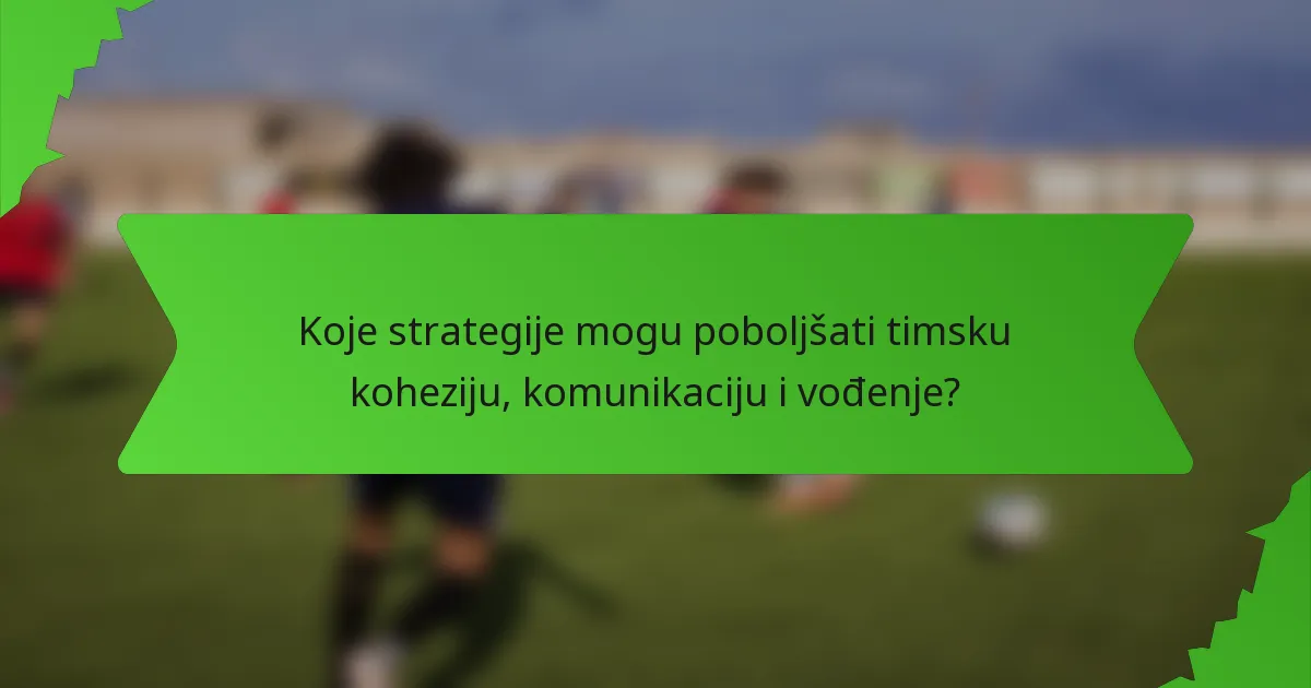 Koje strategije mogu poboljšati timsku koheziju, komunikaciju i vođenje?
